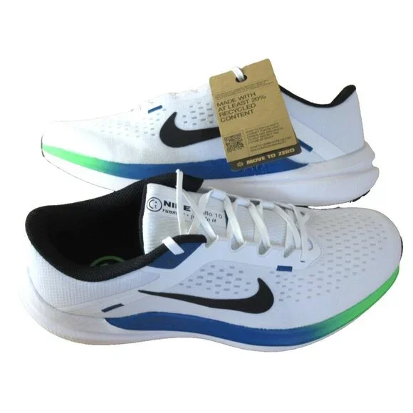 Nike Men's Air Winflo 10 Running Shoes White Star Blue Green Strike Sizes NIB